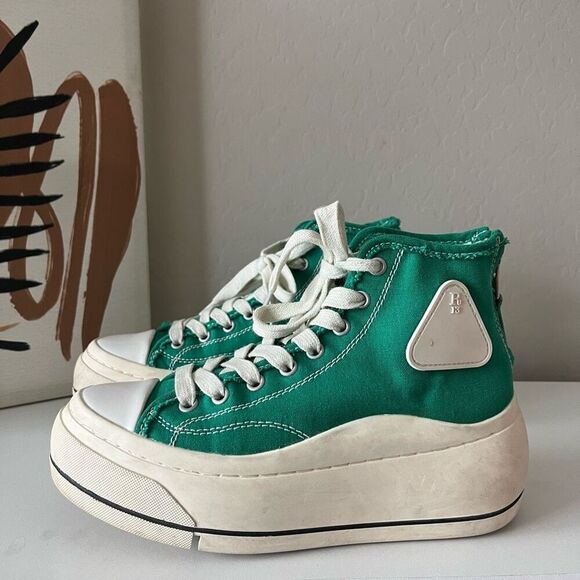 R13 Kurt Green Platform High Top Canvas Lace Up Sneakers Women’s Size 7 - Picture 1 of 8